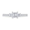Thumbnail Image 2 of Adrianna Papell 3/4 CT. T.W. Certified Princess-Cut Diamond Three Stone Engagement Ring in 14K Two-Tone Gold (I/I1)