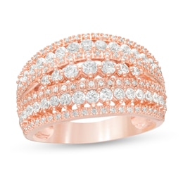 1-1/4 CT. T.W. Diamond Multi-Row Ring in 10K Rose Gold