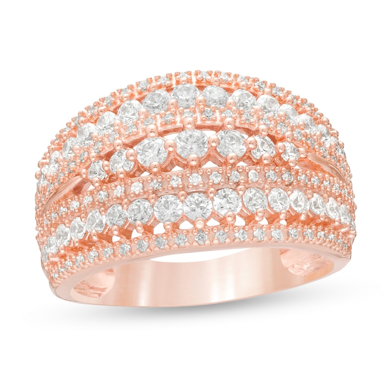 1-1/4 CT. T.W. Diamond Multi-Row Ring in 10K Rose Gold