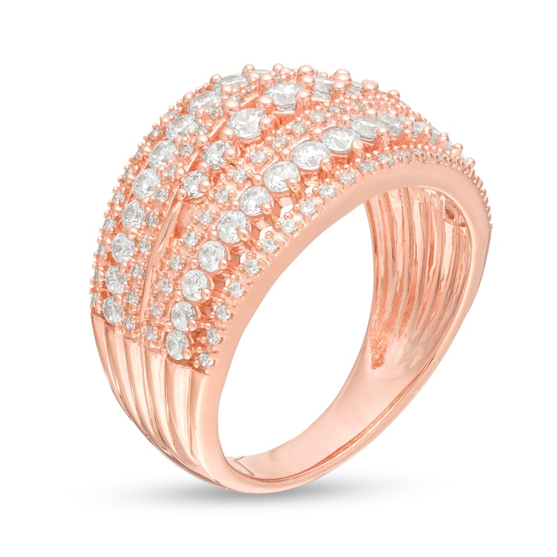 Main Image 3 of 1-1/4 CT. T.W. Diamond Multi-Row Ring in 10K Rose Gold