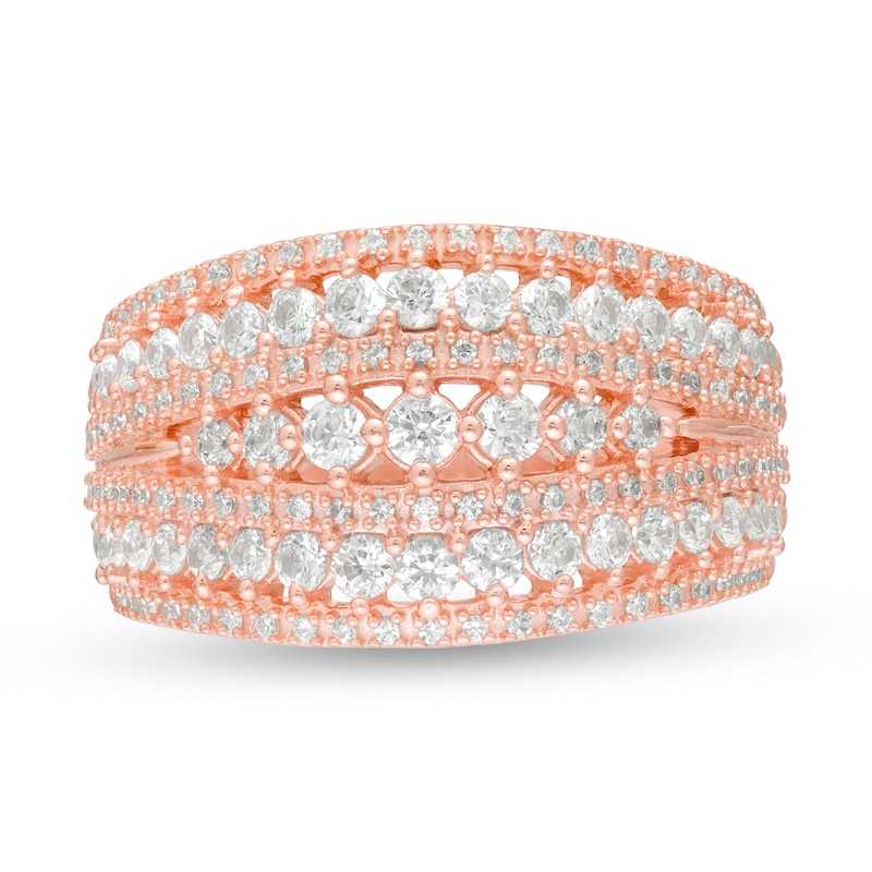 Main Image 4 of 1-1/4 CT. T.W. Diamond Multi-Row Ring in 10K Rose Gold