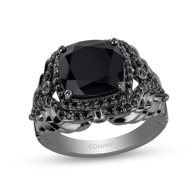 Enchanted Disney Villains Maleficent Onyx and 1/2 CT. T.W. Black Diamond Ring in Black Rhodium Sterling Silver