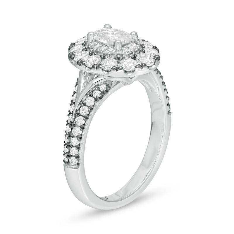 Main Image 2 of Vera Wang Love Collection 1-1/2 CT. T.W. Oval Diamond Frame Engagement Ring in 14K White Gold with Black Rhodium