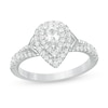 Thumbnail Image 1 of Vera Wang Love Collection 3/4 CT. T.W. Pear-Shaped Diamond Double Frame Split Shank Engagement Ring in 14K White Gold