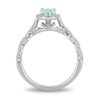 Thumbnail Image 4 of Enchanted Disney Elsa Oval Aquamarine and 1/4 CT. T.W. Diamond Frame Twist Shank Engagement Ring in 14K White Gold