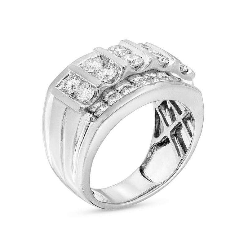 Main Image 3 of Men's 3 CT. T.W. Diamond Column Wedding Band in 14K White Gold
