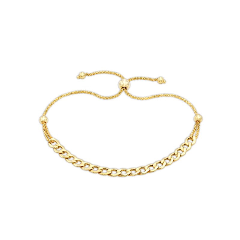Main Image 1 of Curb Link Bolo Bracelet in 10K Gold - 9.25"