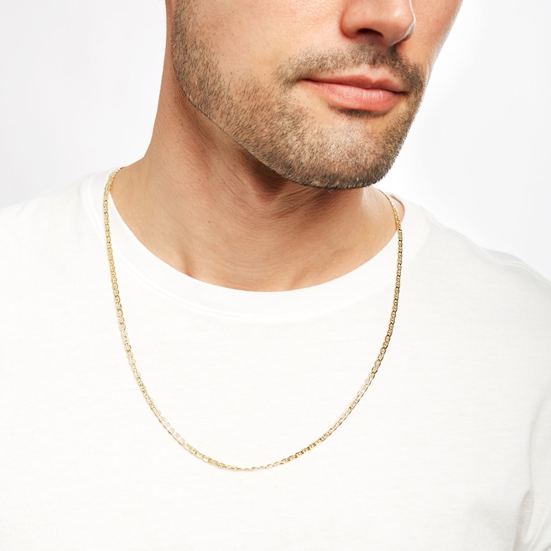 Main Image 2 of Men's 3.2mm Mariner Chain Necklace in Hollow 14K Gold - 24"