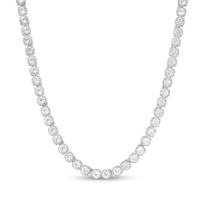Main Image 1 of 4.0mm White Lab-Created Sapphire Tennis Necklace in Sterling Silver - 24"