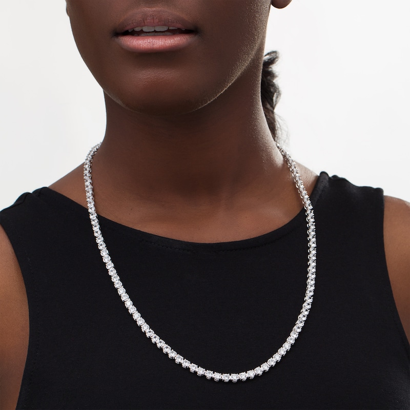 Main Image 2 of 4.0mm White Lab-Created Sapphire Tennis Necklace in Sterling Silver - 24"