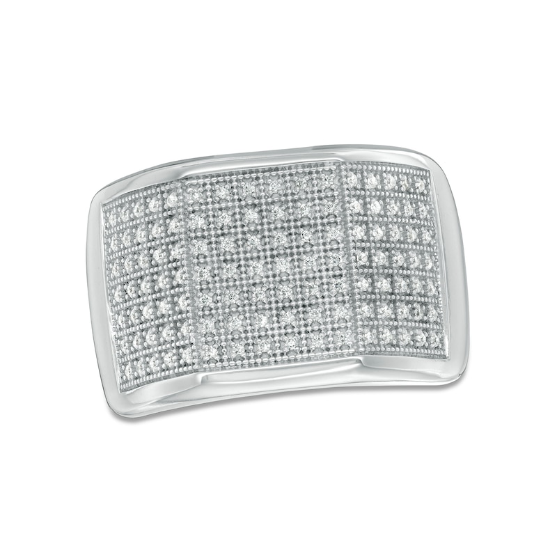 Main Image 1 of 1/3 CT. T.W. Diamond Squared Multi-Row Ring in Sterling Silver