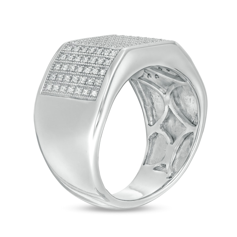 Main Image 3 of 1/3 CT. T.W. Diamond Squared Multi-Row Ring in Sterling Silver
