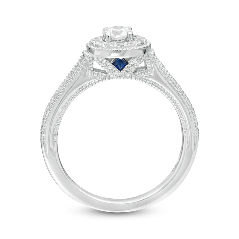 Main Image 4 of Vera Wang Love Collection 1/2 CT. T.W. Diamond Frame Vintage-Style Engagement Ring in 14K White Gold