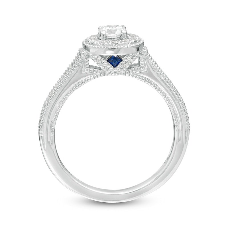 Vera Wang Love Collection 1/2 CT. T.W. Diamond Frame Vintage-Style Engagement Ring in 14K White Gold