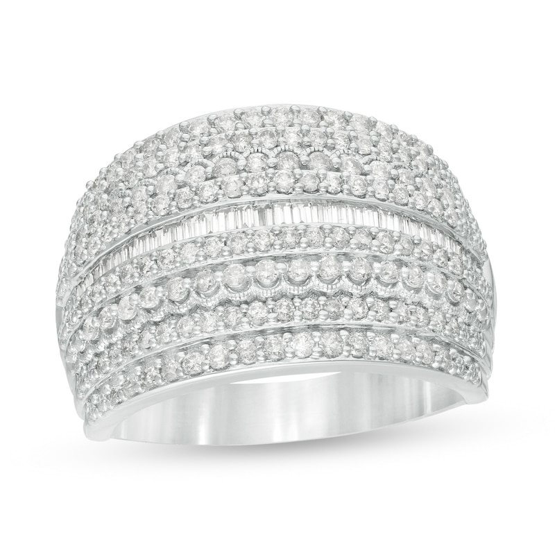 Main Image 1 of 1 CT. T.W. Diamond Multi-Row Vintage-Style Anniversary Ring in 10K White Gold