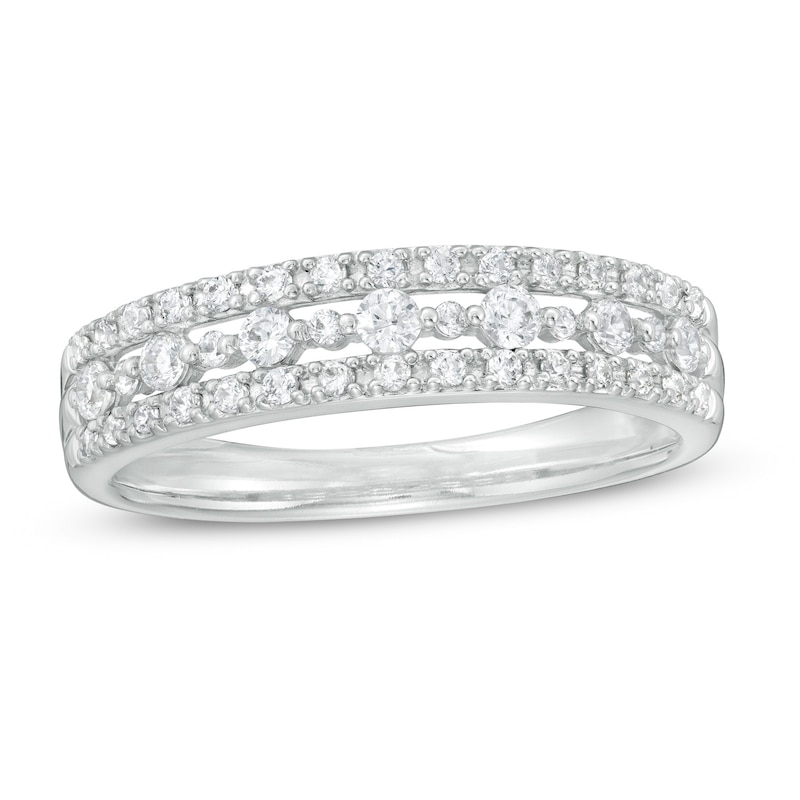 3/8 CT. T.W. Diamond Double Row Band in 14K White Gold
