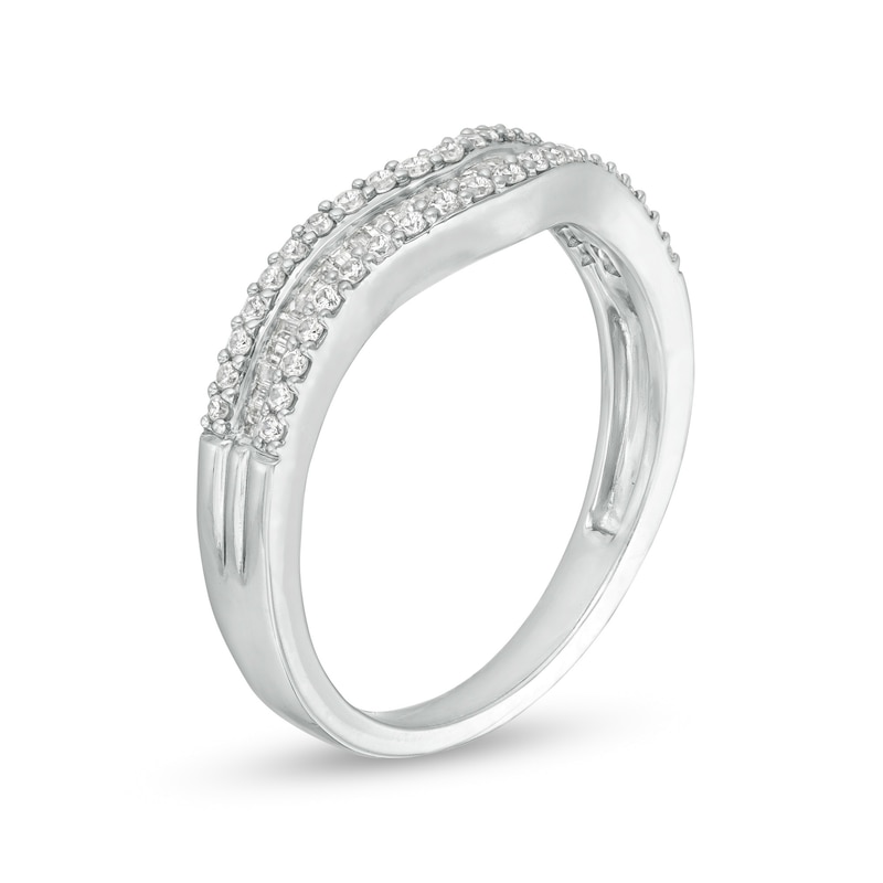 Main Image 3 of 1/3 CT. T.W. Baguette and Round Diamond Contour Anniversary Band in 14K White Gold