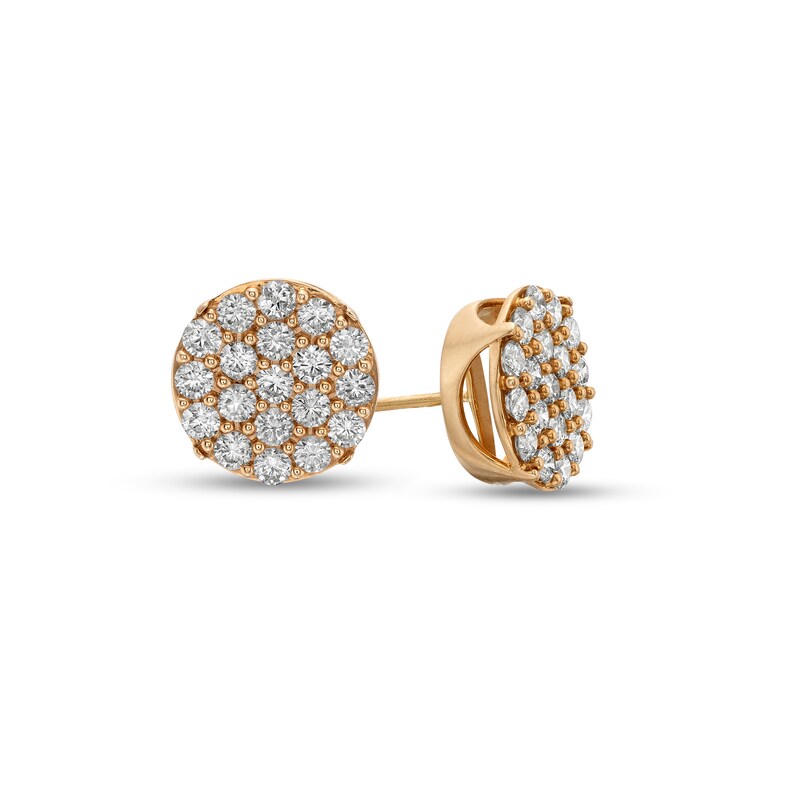 Main Image 1 of 1-1/2 CT. T.W. Multi-Diamond Circle Stud Earrings in 10K Gold