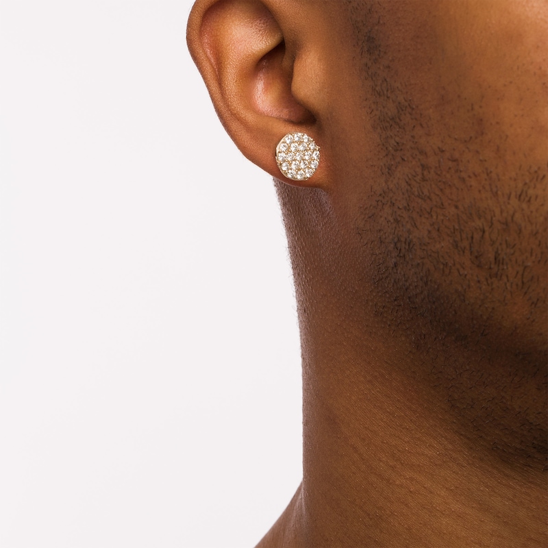 Main Image 2 of 1-1/2 CT. T.W. Multi-Diamond Circle Stud Earrings in 10K Gold