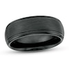 Thumbnail Image 1 of Men's 8.0mm Satin-Finished Inlay Dome Wedding Band in Tungsten with Black IP