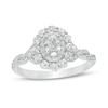 Thumbnail Image 0 of 1 CT. T.W. Oval Diamond Scallop Frame Twist Shank Engagement Ring in 14K White Gold