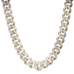 9.5mm Diamond-Cut Curb Chain Necklace in Hollow 14K Two-Tone Gold - 22&quot;