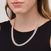 Thumbnail Image 2 of 9.5mm Diamond-Cut Curb Chain Necklace in Hollow 14K Two-Tone Gold - 22"