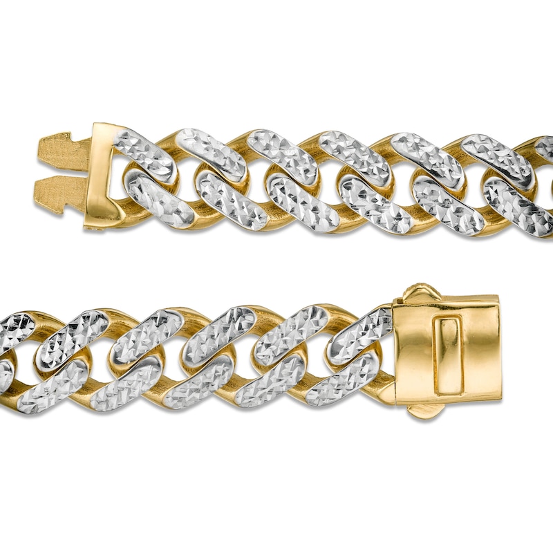 9.5mm Diamond-Cut Curb Chain Necklace in Hollow 14K Two-Tone Gold - 22"
