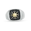 Thumbnail Image 0 of EFFY™ Collection Men's Black Sapphire Cushion Top Signet Ring in Sterling Silver and 14K Gold