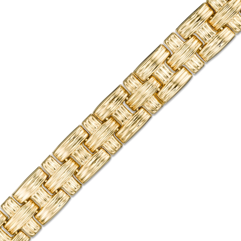 18k Italian yellow gold coil weaved bracelet with FINE diamonds