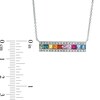 Thumbnail Image 2 of EFFY™ Collection Princess-Cut Multi-Color Sapphire and 1/8 CT. T.W. Diamond Bar Necklace in 14K White Gold