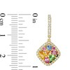 Thumbnail Image 2 of EFFY™ Collection Multi-Gemstone Cluster and 3/8 CT. T.W. Diamond Frame Drop Earrings in 14K Gold