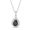 Thumbnail Image 0 of EFFY™ Collection Pear-Shaped Blue Sapphire and 1/4 CT. T.W. Diamond Frame Pendant in 14K White Gold