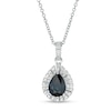 Thumbnail Image 1 of EFFY™ Collection Pear-Shaped Blue Sapphire and 1/4 CT. T.W. Diamond Frame Pendant in 14K White Gold