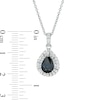 Thumbnail Image 1 of EFFY™ Collection Pear-Shaped Blue Sapphire and 1/4 CT. T.W. Diamond Frame Pendant in 14K White Gold