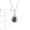 Thumbnail Image 2 of EFFY™ Collection Pear-Shaped Blue Sapphire and 1/4 CT. T.W. Diamond Frame Pendant in 14K White Gold