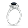 Thumbnail Image 1 of EFFY™ Collection Pear-Shaped Blue Sapphire and 1/4 CT. T.W. Diamond Frame Ring in 14K White Gold