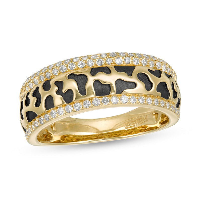 Main Image 1 of EFFY™ Collection 1/4 CT. T.W. Diamond Abstract Animal Print Cut-Out Band in 14K Gold