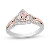 Thumbnail Image 1 of Enchanted Disney Aurora 6.0mm Trillion-Cut Morganite and 1/4 CT. T.W. Diamond Engagement Ring in 14K Two-Tone Gold