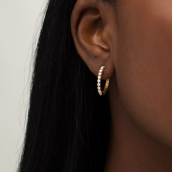 3/8 CT. T.W. Diamond Hoop Earrings in 10K Gold 3/8 CT. T.W. Diamond Hoop Earrings in 10K Gold