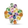 Thumbnail Image 1 of EFFY™ Collection Pear-Shaped Multi-Gemstone and 3/8 CT. T.W. Diamond Floral Cluster Split Shank Ring in 14K Gold