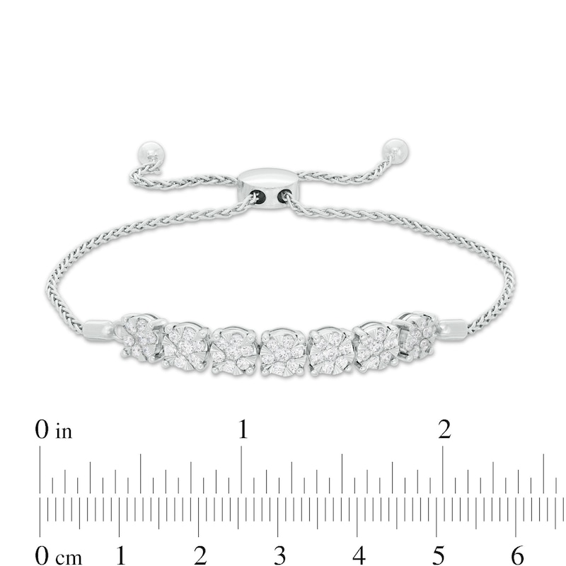 Main Image 2 of 1 CT. T.W. Composite Diamond Seven Stone Bolo Bracelet in 10K White Gold - 9.0"