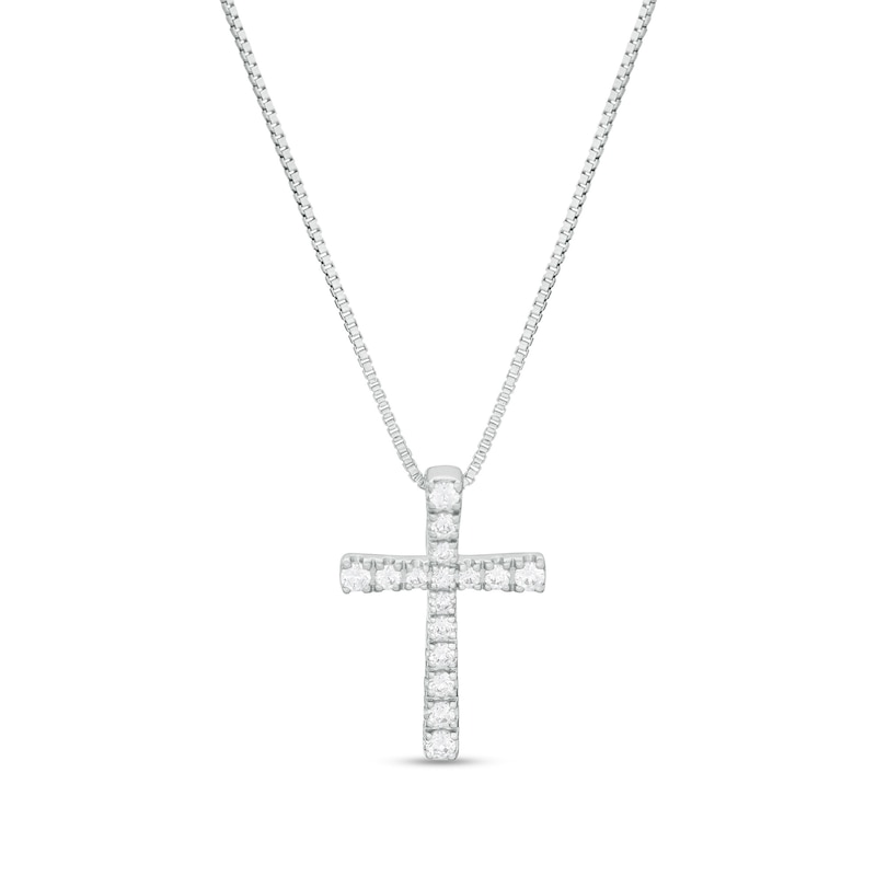 1/6 CT. T.W. Diamond Cross Pendant in 10K White Gold