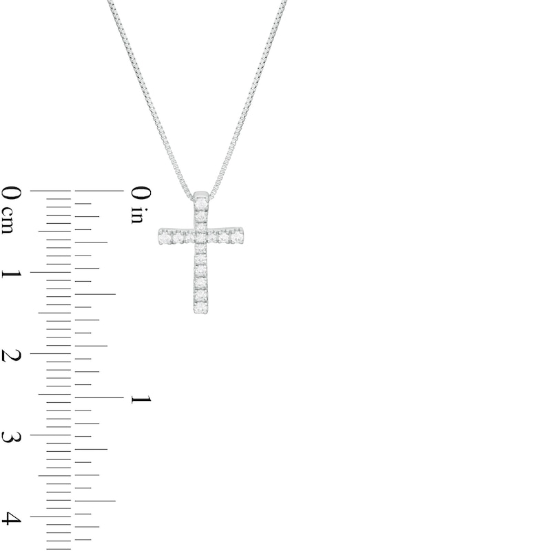 Main Image 2 of 1/6 CT. T.W. Diamond Cross Pendant in 10K White Gold