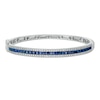 Thumbnail Image 0 of EFFY™ Collection Princess-Cut Blue Sapphire and 3/8 CT. T.W. Diamond Three Row Bangle Bracelet in 14K White Gold