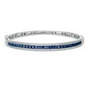 Thumbnail Image 1 of EFFY™ Collection Princess-Cut Blue Sapphire and 3/8 CT. T.W. Diamond Three Row Bangle Bracelet in 14K White Gold