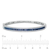 Thumbnail Image 1 of EFFY™ Collection Princess-Cut Blue Sapphire and 3/8 CT. T.W. Diamond Three Row Bangle Bracelet in 14K White Gold