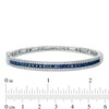 Thumbnail Image 2 of EFFY™ Collection Princess-Cut Blue Sapphire and 3/8 CT. T.W. Diamond Three Row Bangle Bracelet in 14K White Gold