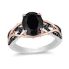 Thumbnail Image 1 of Enchanted Disney Villains Maleficent Onyx and 1/6 CT. T.W. Black Diamond Ring in Sterling Silver and 10K Rose Gold