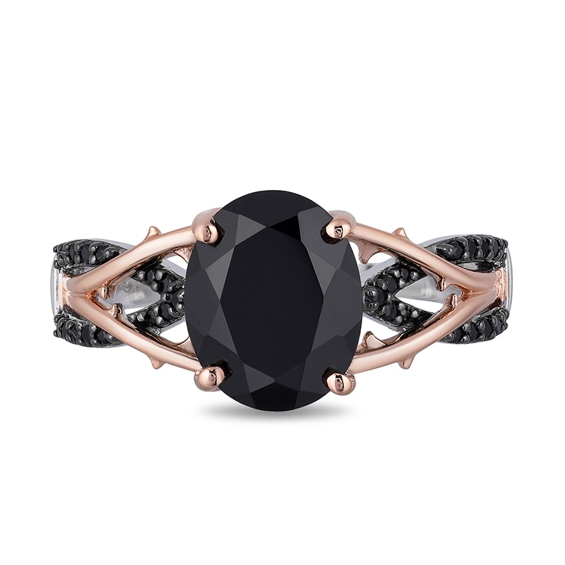Main Image 3 of Enchanted Disney Villains Maleficent Onyx and 1/6 CT. T.W. Black Diamond Ring in Sterling Silver and 10K Rose Gold